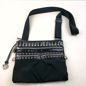 Brighton Black Nylon Crossbody with Silver Studs